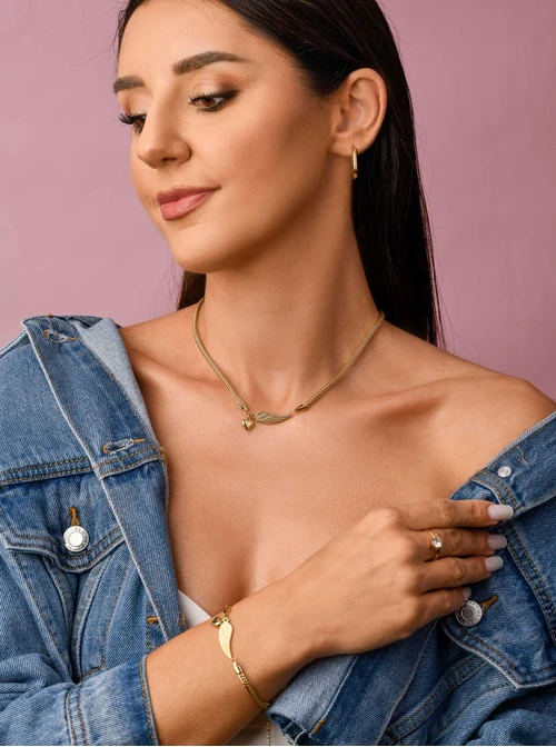 Bransoletka skrzydełko, serduszko, złoty S104071Z00