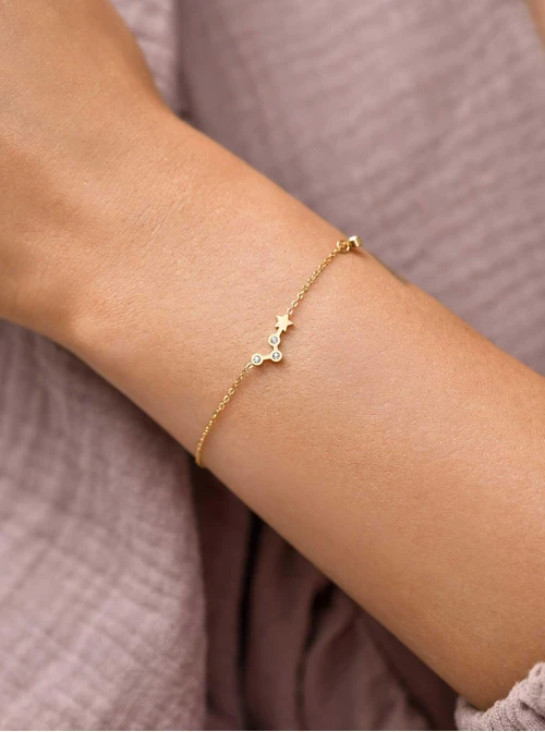 Bransoletka znak zodiaku Baran, stal pozłacana S103866Z00