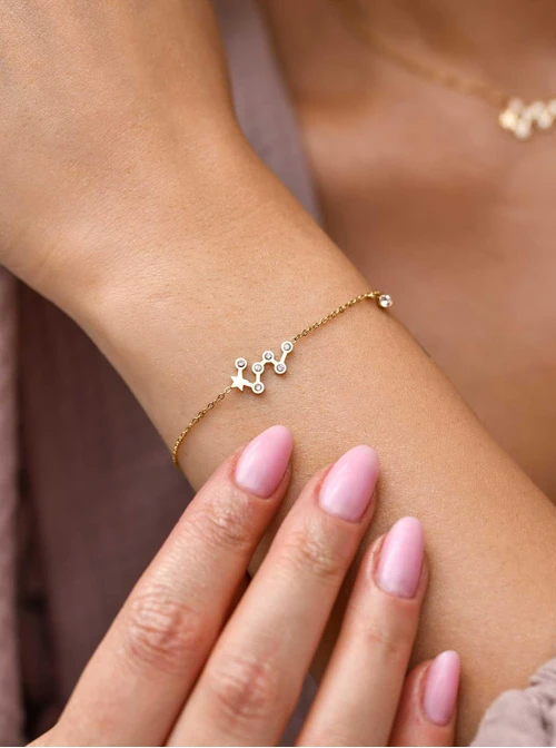Bransoletka znak zodiaku Bliźnięta, stal pozłacana S103873Z00