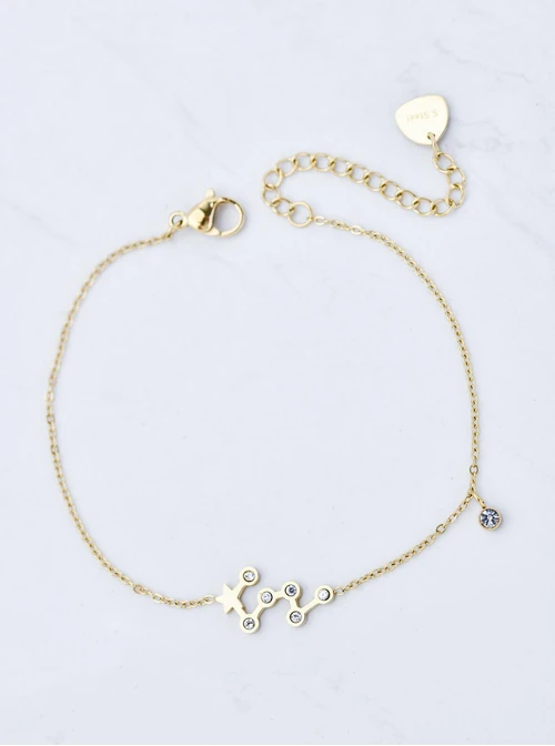 Bransoletka znak zodiaku Bliźnięta, stal pozłacana S103873Z00
