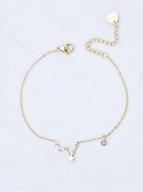 Bransoletka znak zodiaku Byk, stal pozłacana S103868Z00