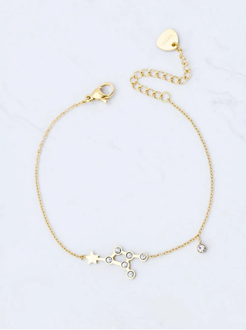 Bransoletka znak zodiaku Koziorożec, stal pozłacana  S103872Z00