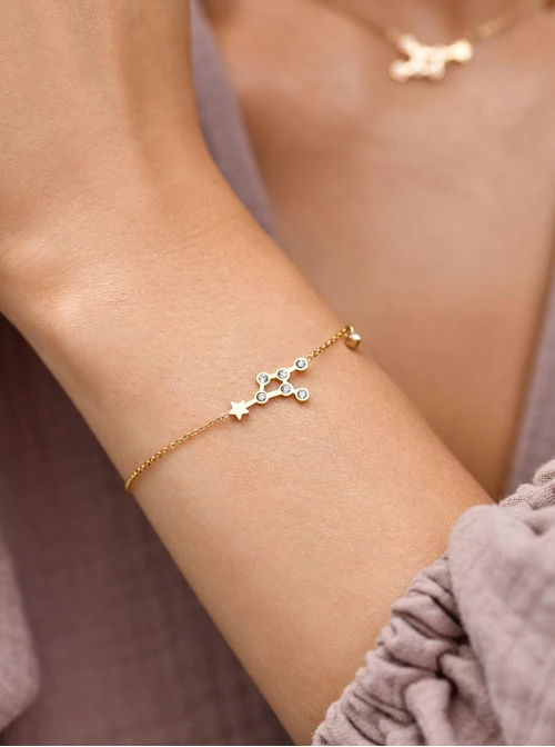 Bransoletka znak zodiaku Koziorożec, stal pozłacana S103872Z00