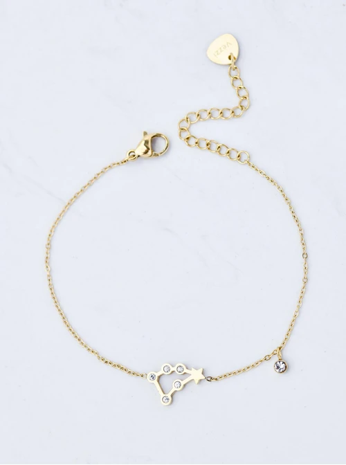 Bransoletka znak zodiaku Lew, stal pozłacana S103863Z00