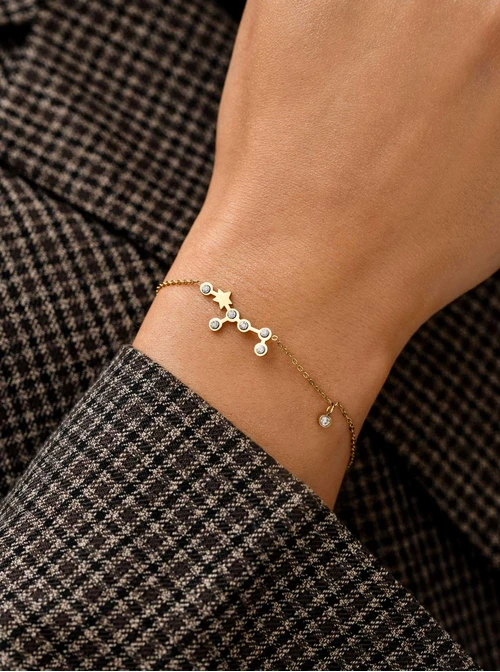 Bransoletka znak zodiaku Rak, stal pozłacana S103869Z00