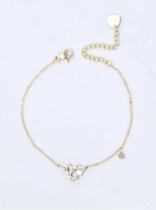 Bransoletka znak zodiaku Ryby, stal pozłacana S103870Z00