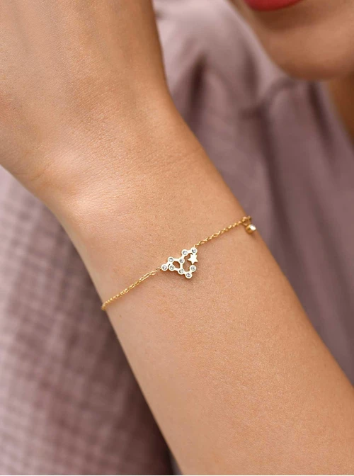 Bransoletka znak zodiaku Ryby, stal pozłacana S103870Z00