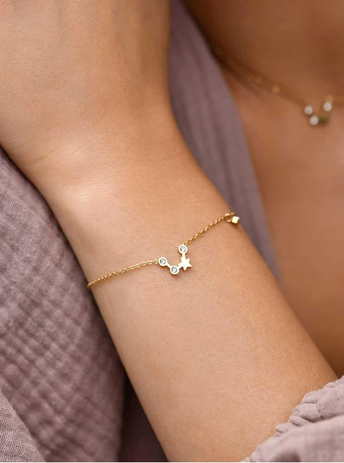 Bransoletka znak zodiaku Skorpion, stal pozłacana S103864Z00