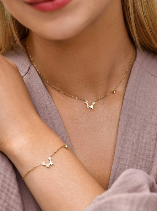 Bransoletka znak zodiaku Skorpion, stal pozłacana S103864Z00