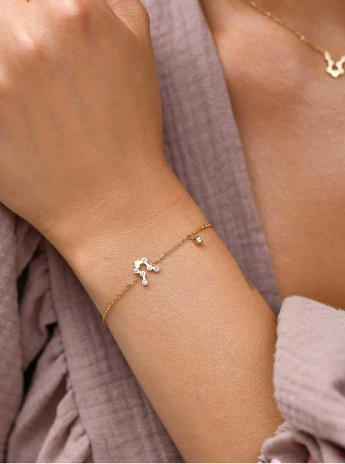 Bransoletka znak zodiaku Strzelec, stal pozłacana S103871Z00