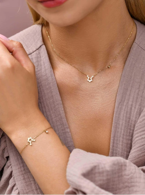 Bransoletka znak zodiaku Strzelec, stal pozłacana S103871Z00