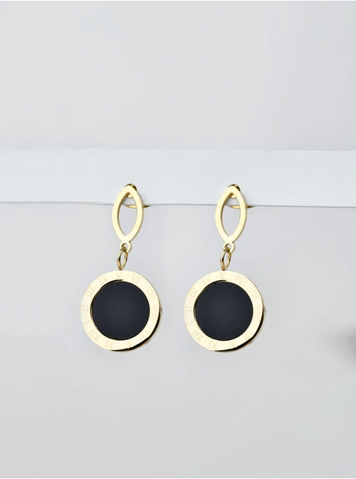 Kolczyki kółeczka, czarna emalia, złoty S203967Z01
