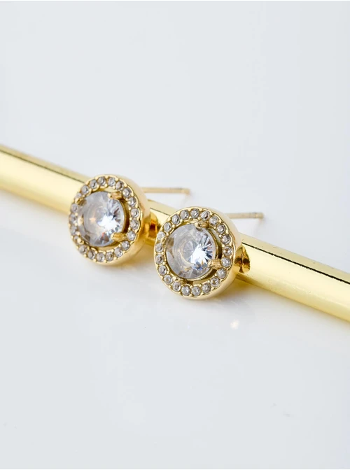 Kolczyki kółeczka, kryształki, złoty S204062Z02