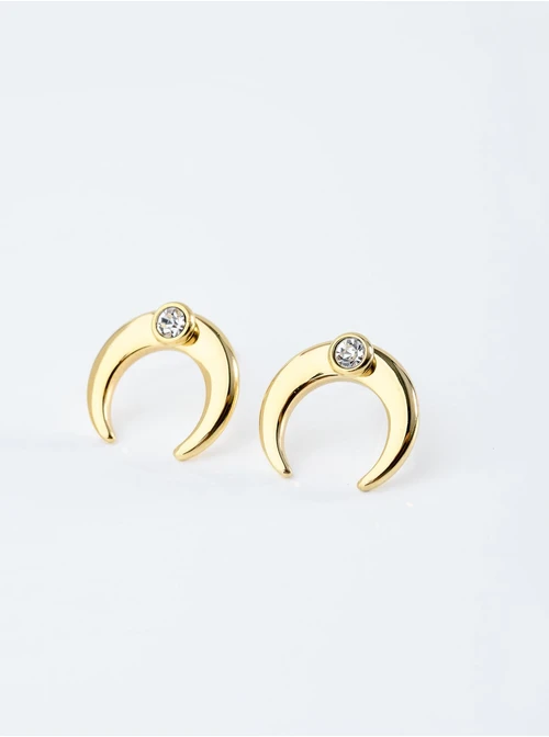 Kolczyki księżyc, kryształek, złoty S203986Z02