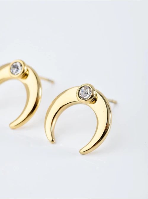 Kolczyki księżyc, kryształek, złoty S203986Z02