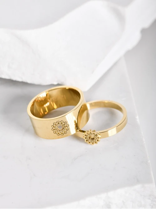 Komplet 2 pierścionków, rozeta Vezzi, złoty  S404176Z00a