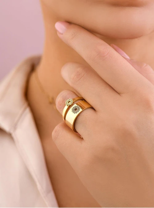 Komplet 2 pierścionków, rozeta Vezzi, złoty  S404176Z00a