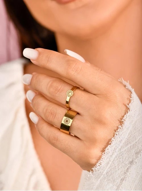 Komplet 2 pierścionków, rozeta Vezzi, złoty  S404176Z00a