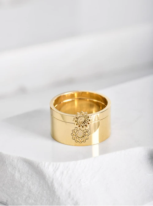 Komplet 2 pierścionków, rozeta Vezzi, złoty  S404176Z00a