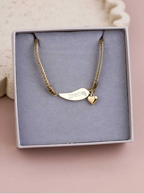 Naszyjnik skrzydło, serduszko, złoty S304037Z00