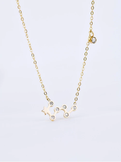 Naszyjnik znak zodiaku Bliźnięta, stal pozłacana S303477Z00