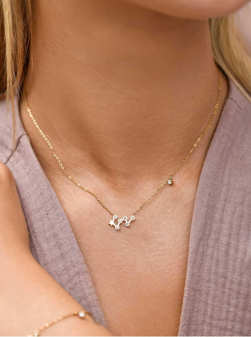 Naszyjnik znak zodiaku Bliźnięta, stal pozłacana S303477Z00