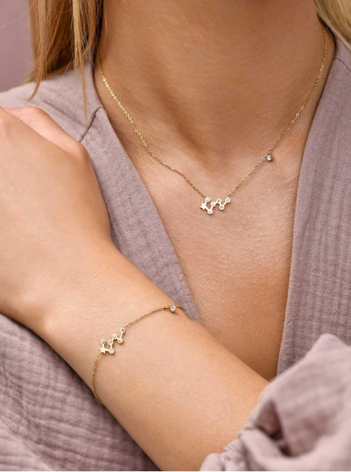 Naszyjnik znak zodiaku Bliźnięta, stal pozłacana S303477Z00