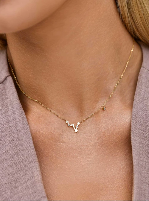 Naszyjnik znak zodiaku Byk, stal pozłacana S303472Z00