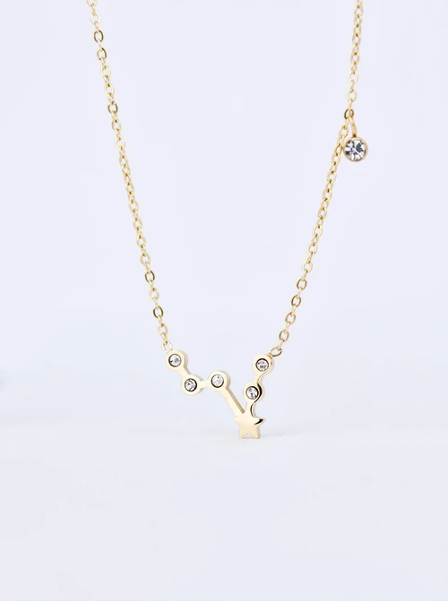 Naszyjnik znak zodiaku Byk, stal pozłacana S303472Z00