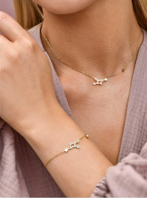 Naszyjnik znak zodiaku Koziorożec, stal pozłacana S303476Z00