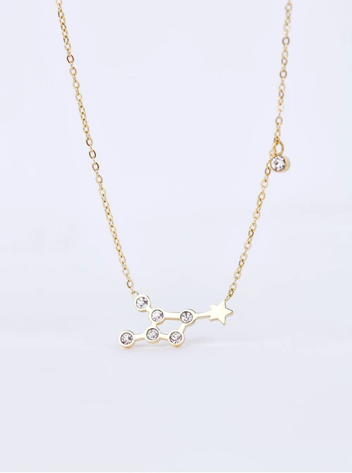 Naszyjnik znak zodiaku Koziorożec, stal pozłacana S303476Z00