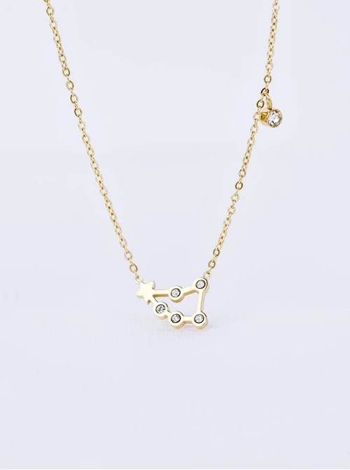 Naszyjnik znak zodiaku Lew, stal pozłacana S303467Z00