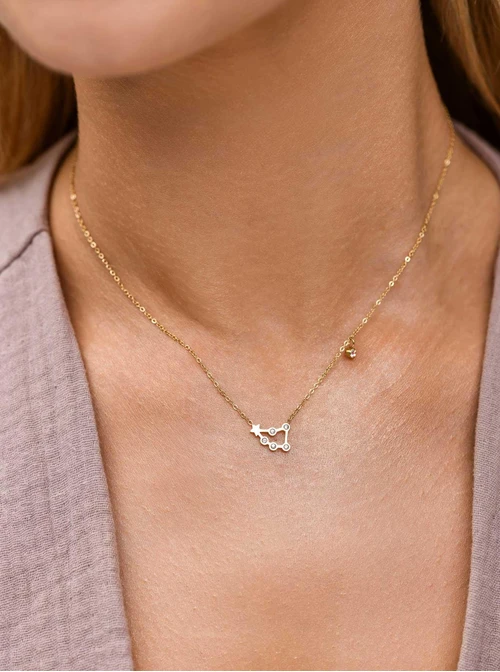 Naszyjnik znak zodiaku Lew, stal pozłacana S303467Z00