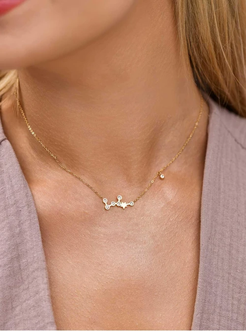 Naszyjnik znak zodiaku Panna, stal pozłacana S303469Z00