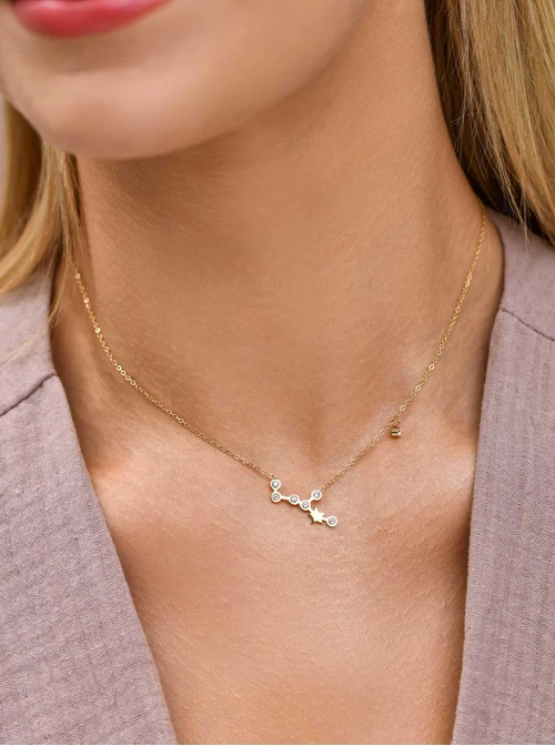 Naszyjnik znak zodiaku Rak, stal pozłacana S303473Z00