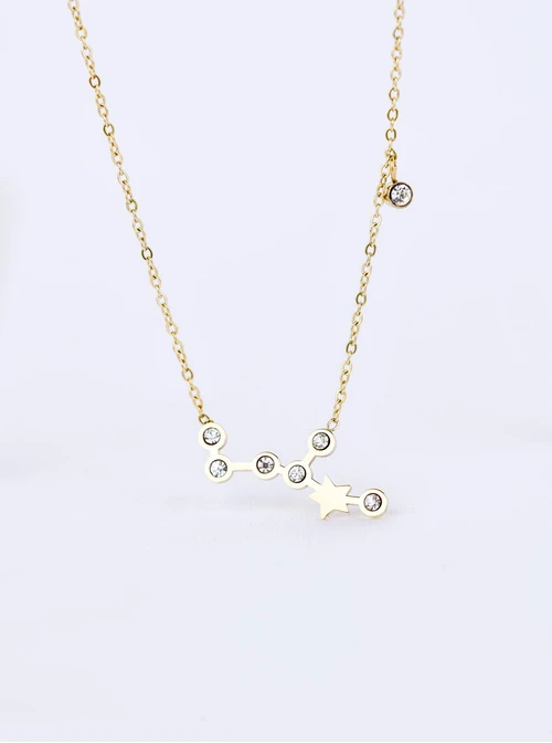 Naszyjnik znak zodiaku Rak, stal pozłacana S303473Z00