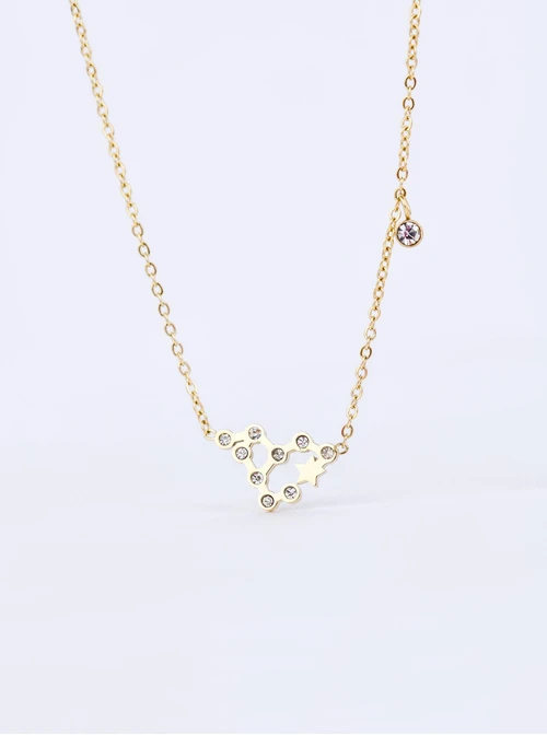 Naszyjnik znak zodiaku Ryby, stal pozłacana S303474Z00