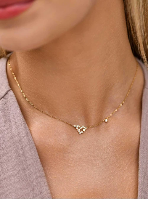 Naszyjnik znak zodiaku Ryby, stal pozłacana S303474Z00