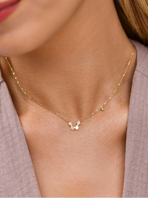 Naszyjnik znak zodiaku Skorpion, stal pozłacana S303468Z00