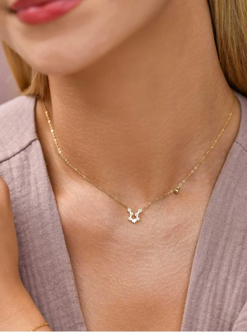 Naszyjnik znak zodiaku Strzelec, stal pozłacana S303475Z00