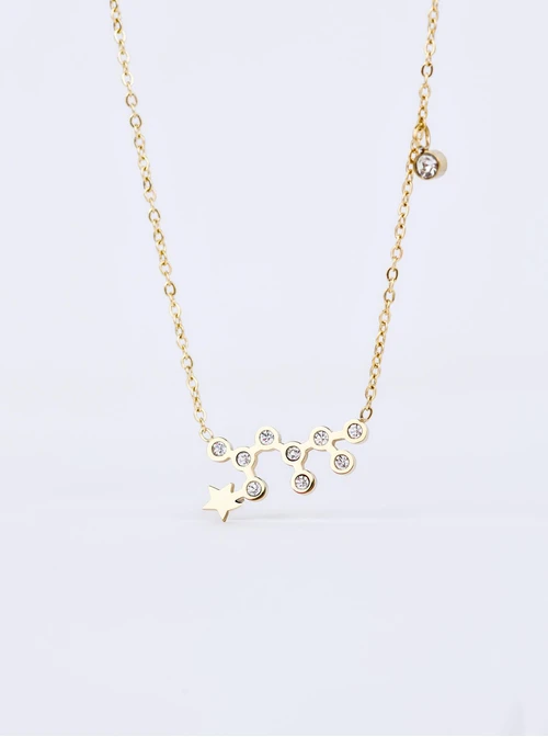 Naszyjnik znak zodiaku Waga, stal pozłacana S303478Z00