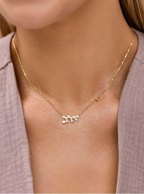 Naszyjnik znak zodiaku Waga, stal pozłacana S303478Z00