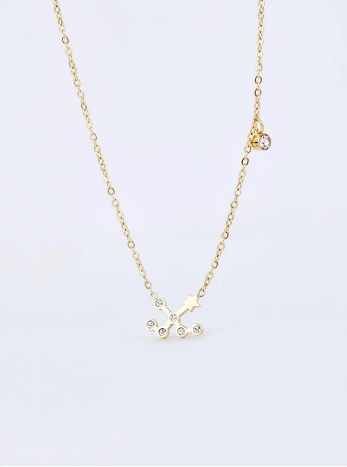 Naszyjnik znak zodiaku Wodnik, stal pozłacana S303471Z00