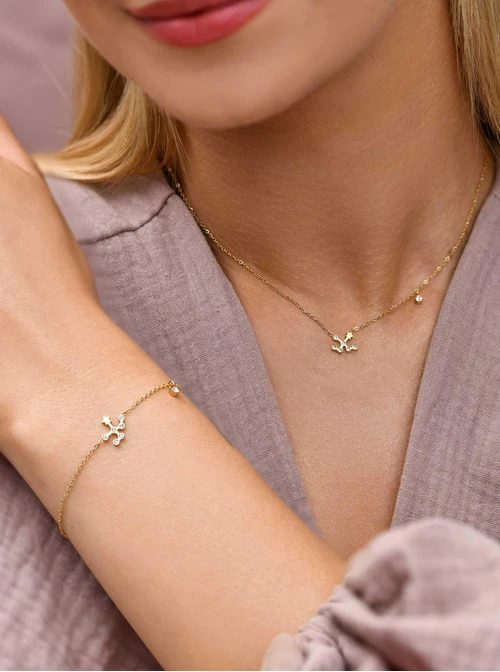 Naszyjnik znak zodiaku Wodnik, stal pozłacana S303471Z00