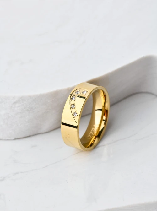 Obrączka do pary serce, kryształki, złoty S404162Z00