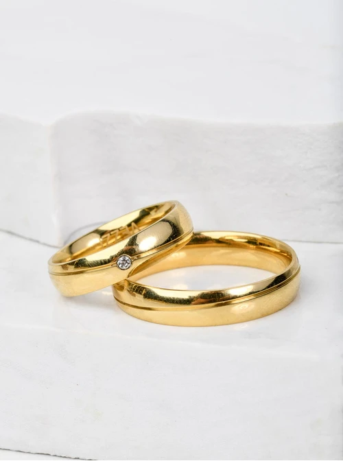 Obrączka gładka z nacięciem, unisex, złoty S404177Z00