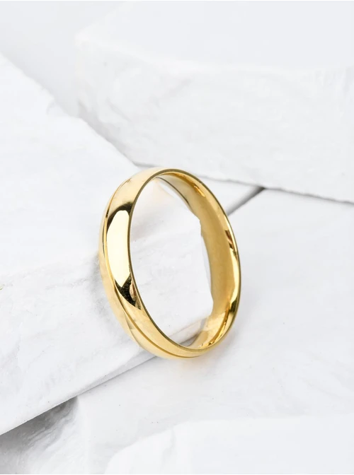 Obrączka gładka z nacięciem, unisex, złoty S404177Z00