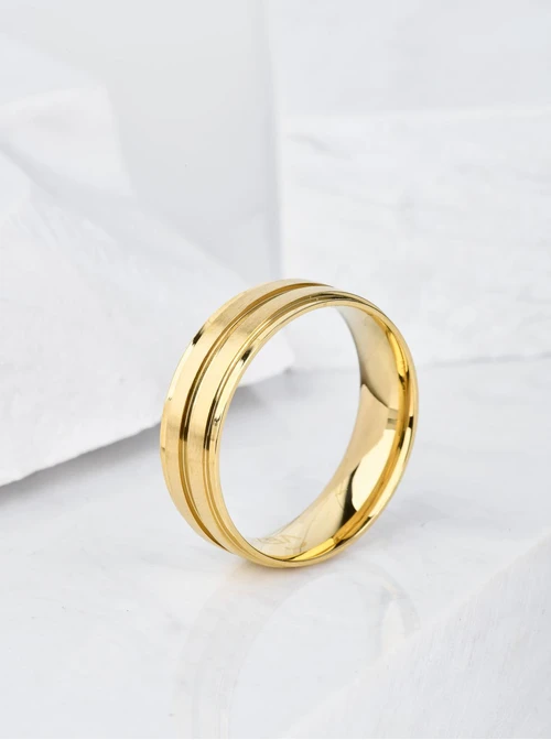 Obrączka, matowe paseczki, złoty S404165Z00