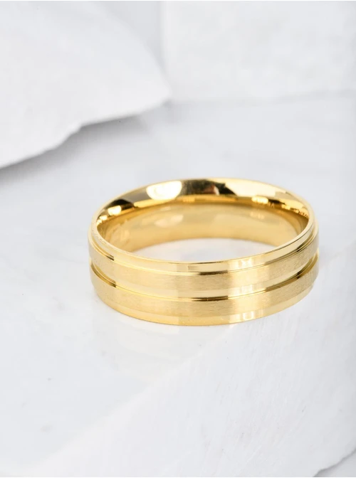 Obrączka, matowe paseczki, złoty S404165Z00