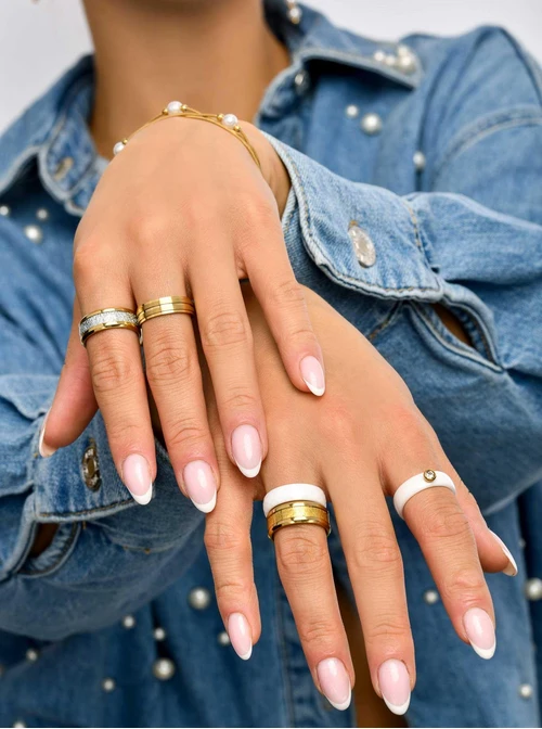 Obrączka, matowe paseczki, złoty S404165Z00